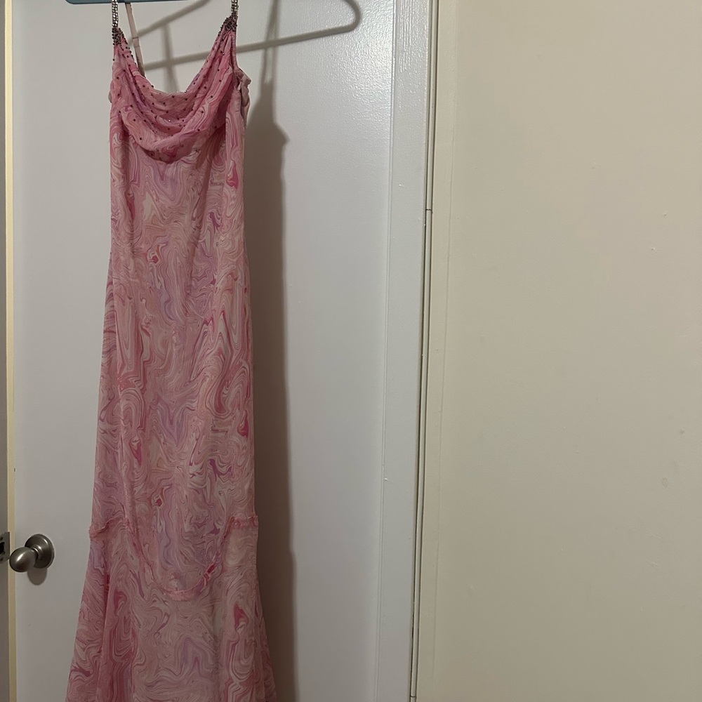 LoveShackFancy Pink Marble Maxi Dress